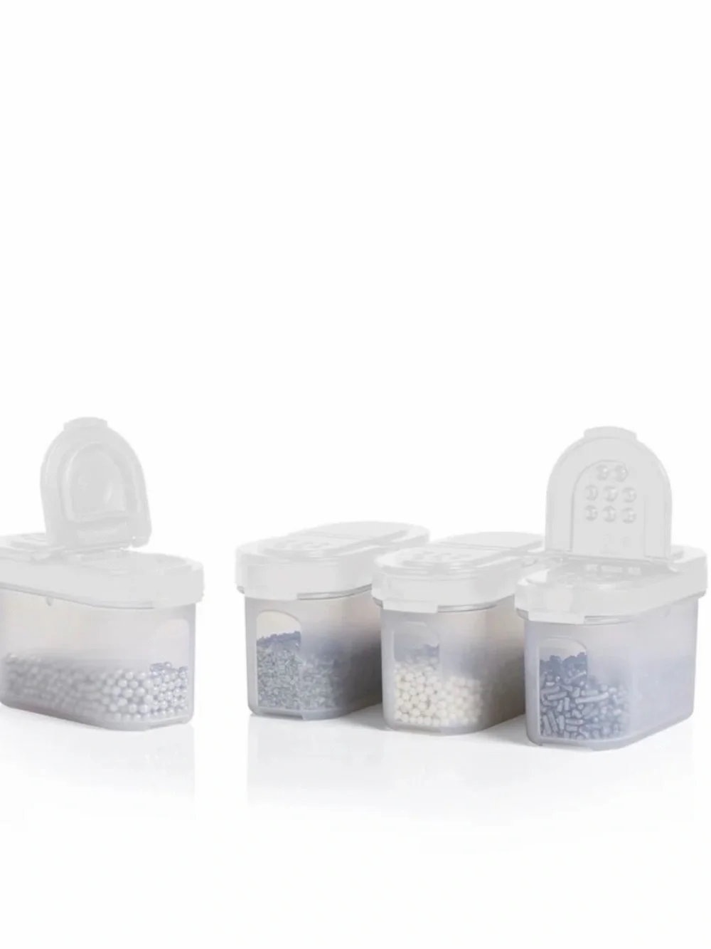 NEW. Tupperware White Flip-Top spice containers. 16 small, 8 large
